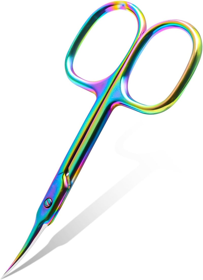 CGBE Cuticle Scissors Extra Fine Curved Blade, Super Slim Manicure Scissors for Cuticles Professional Small Scissors with Precise Pointed Tip Grooming Blades, Eyebrow, Eyelash, and Dry Skin - Colorful - Image 1